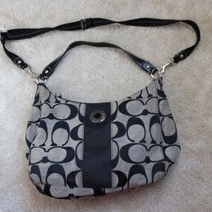 Coach Signature Black and Gray Shoulder Bag